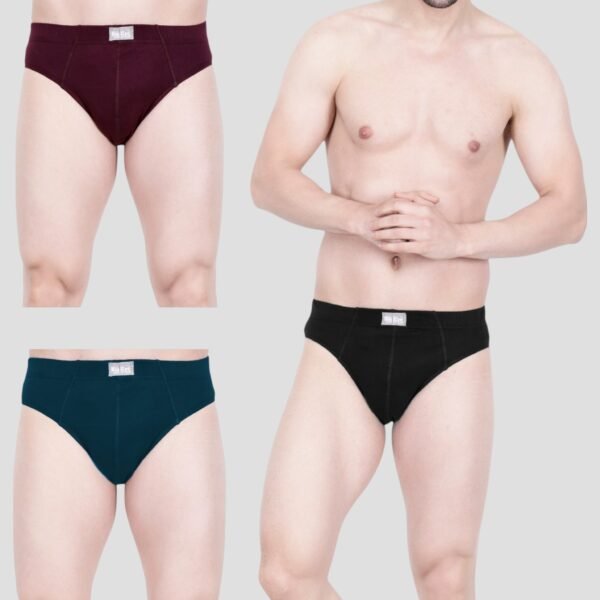 Big Eye Men’s Cotton Briefs – Pack of 3 | 100% Combed Cotton, Tagless, Supportive Pouch, Moisture-Wick | BR001