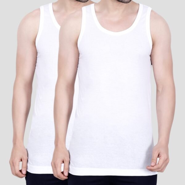 Big Eye Men’s White Cotton Vests (Combo Pack of 2) – Sleeveless, Soft & Breathable Innerwear | MV005