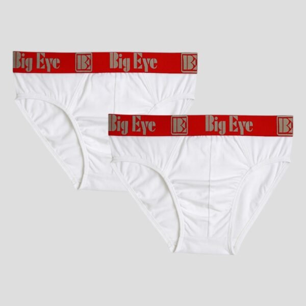 Big Eye Men’s Cotton Briefs (Combo Pack of 2) – White | Soft, Breathable & Supportive Innerwear | BR003